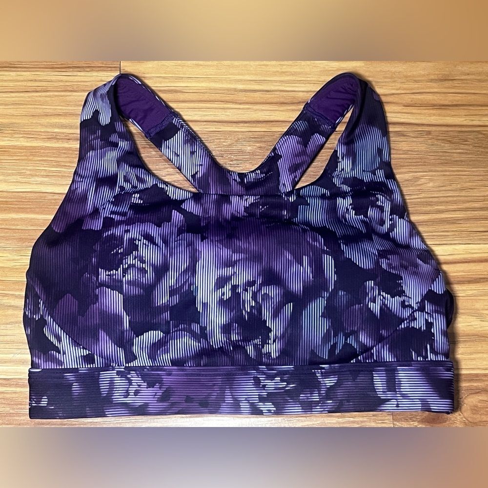 Athleta Ultimate Printed Sports Bra purple floral pattern Size XS